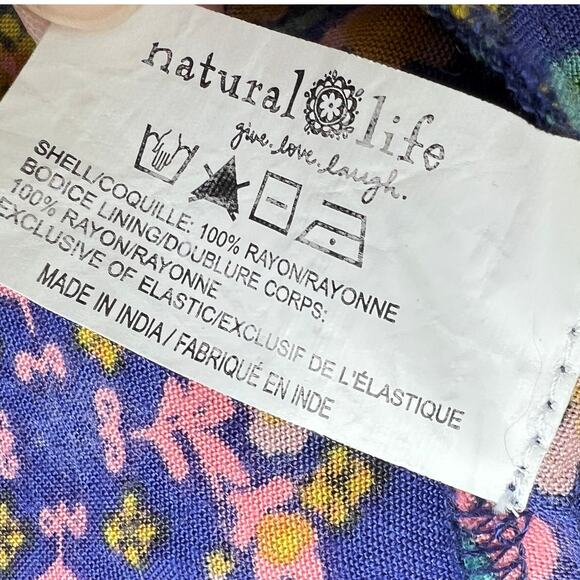 Natural Life Patricia Boho Mini Sun Dress Women's L Relaxed Floral Colorful - Picture 8 of 8